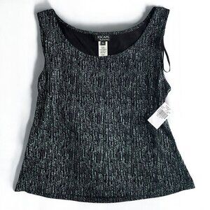 XSCAPE NWT VTG 90s Shimmer Top Sz XL Black Metallic Glam Evening Party Club Y2K‎